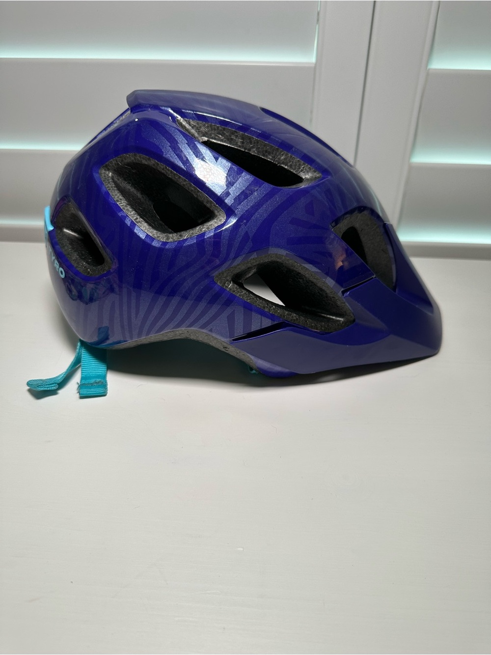 Bonteager by Trek Youth Protective Helmet in Deep Purple with Teal Strap
